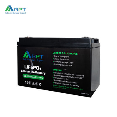 गुणवत्ता 1280Wh लिथियम आयन आरवी बैटरी आरपीटी 12V 100Ah LiFePO4 बैटरी फैक्टरी