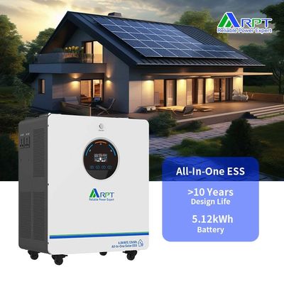 आरपीटी-बैटरी 6KW सौर इन्वर्टर 51.2V 100AH LiFePO4 लिथियम बैटरी 6KW 5.12KWh के लिए सभी एक घर ऊर्जा भंडारण प्रणाली में